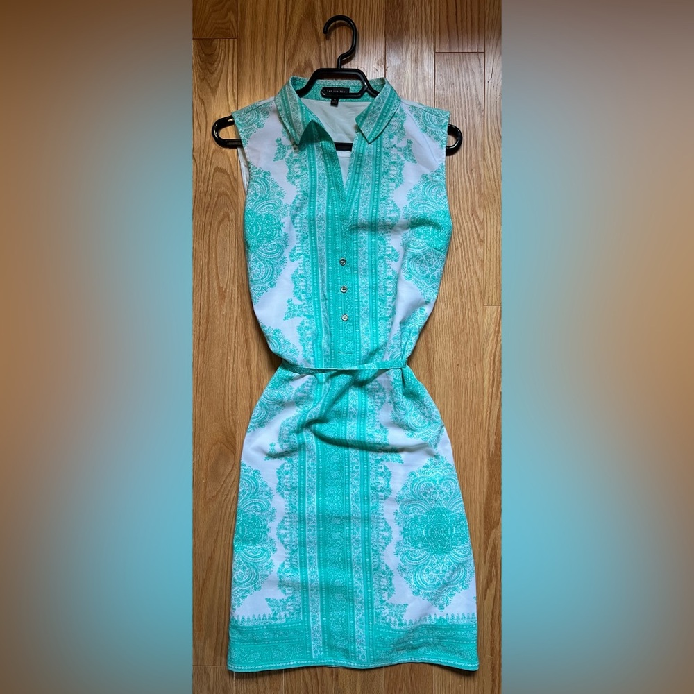 Elegant Teal Patterned Dress